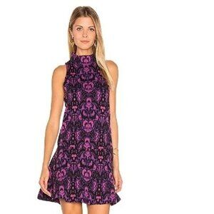 Free People Purple Mock Neck A-line Mini Dress